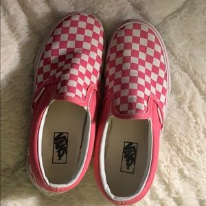 Pink and white checkered vans